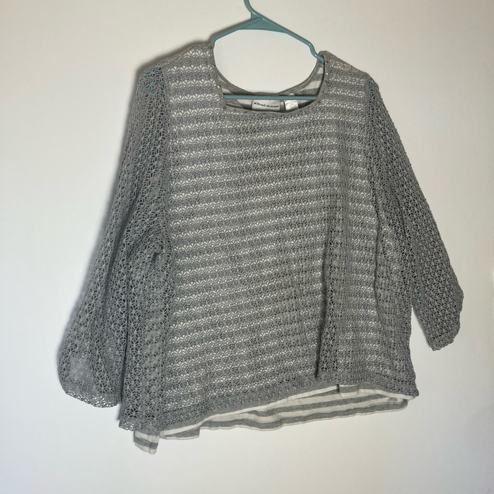 Alfred Dunner Metallic Gray Women's sheer Shirt